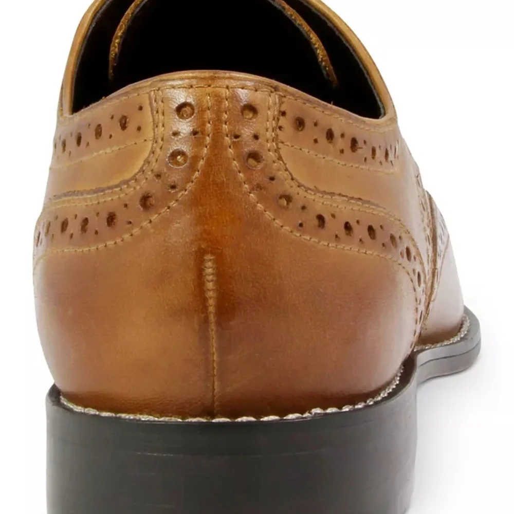 NEW ! Nunn Bush Men's Nelson Wingtip Oxfords dress shoes Cognac  12 M